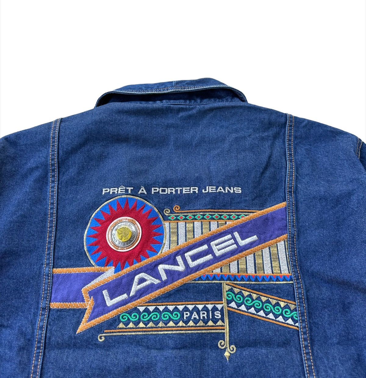 Lancel Lancel Paris big logo shawl collar blue denim jacket Size US L / EU 52-54 / 3 - 3 Thumbnail