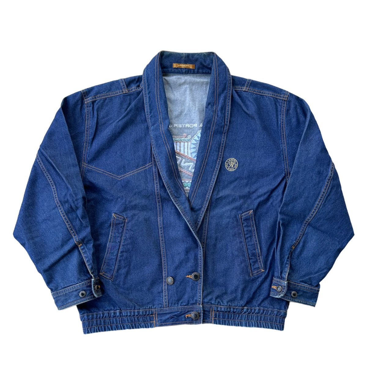 Lancel Lancel Paris big logo shawl collar blue denim jacket Size US L / EU 52-54 / 3 - 2 Thumbnail