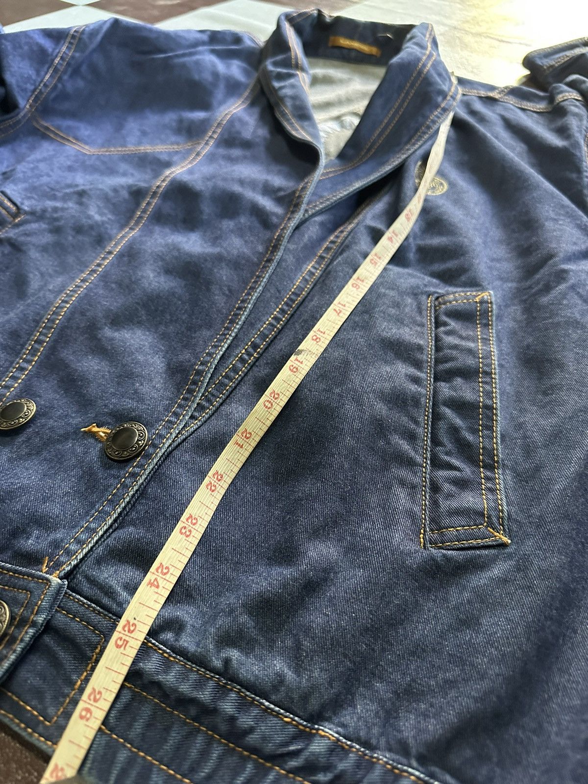 Lancel Lancel Paris big logo shawl collar blue denim jacket Size US L / EU 52-54 / 3 - 14 Thumbnail