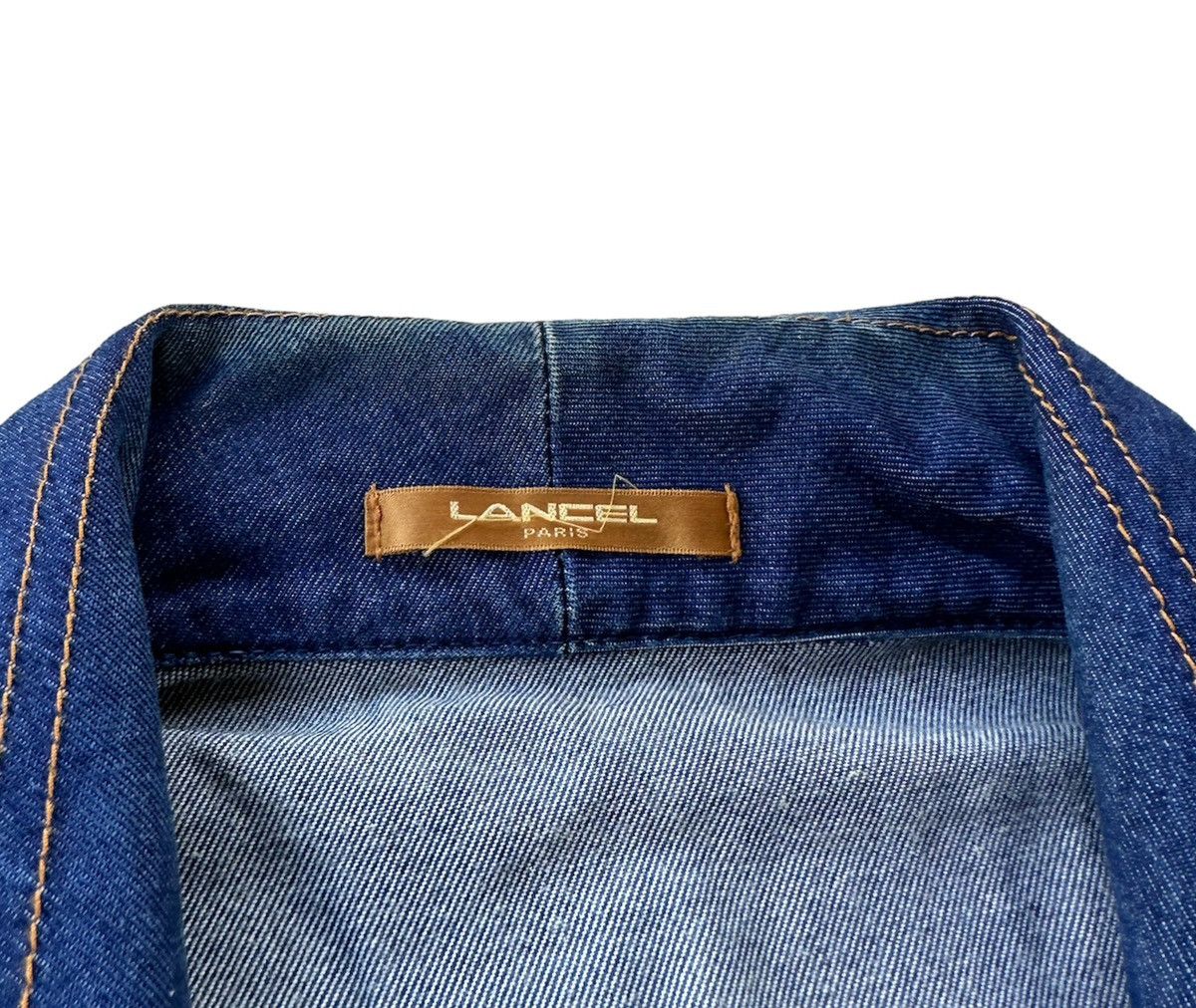 Lancel Lancel Paris big logo shawl collar blue denim jacket Size US L / EU 52-54 / 3 - 4 Thumbnail