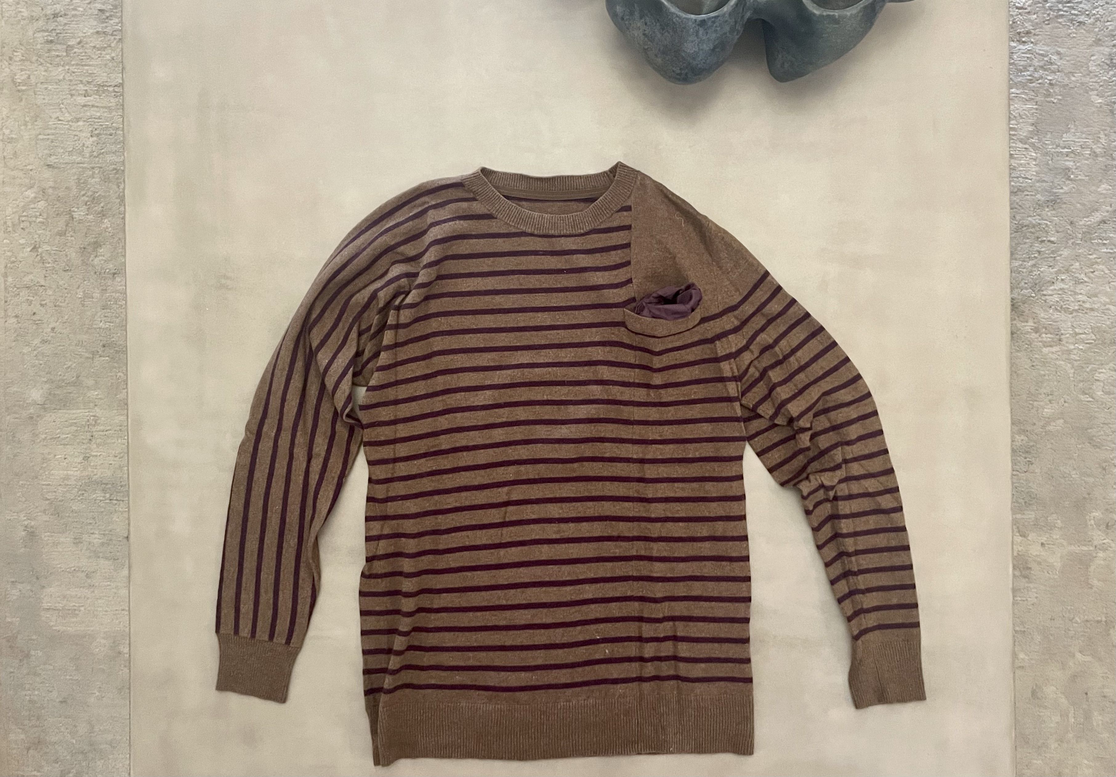 Image of Sacai Stripe Sweater With Pocket Square Detail in Brown/Purple, Men's (Size Small)