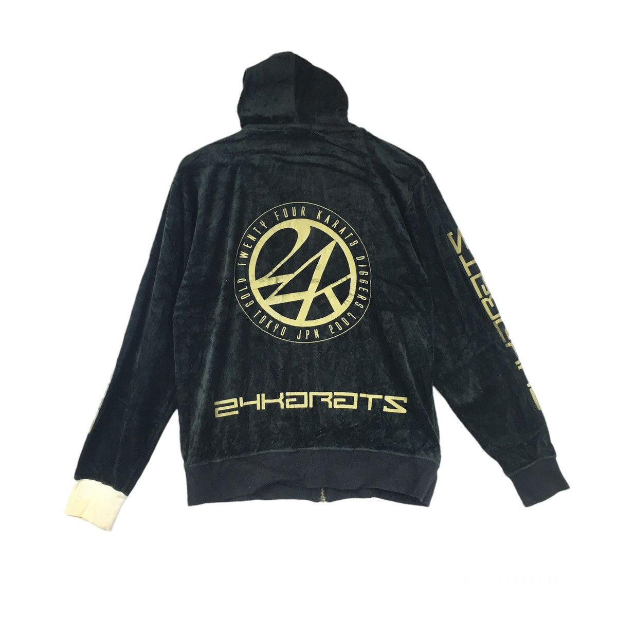 Japanese Brand Vintage Y2K 24 Karats Spellout Logo Velvet Fullzip Hoodie Size US M / EU 48-50 / 2 - 5 Thumbnail