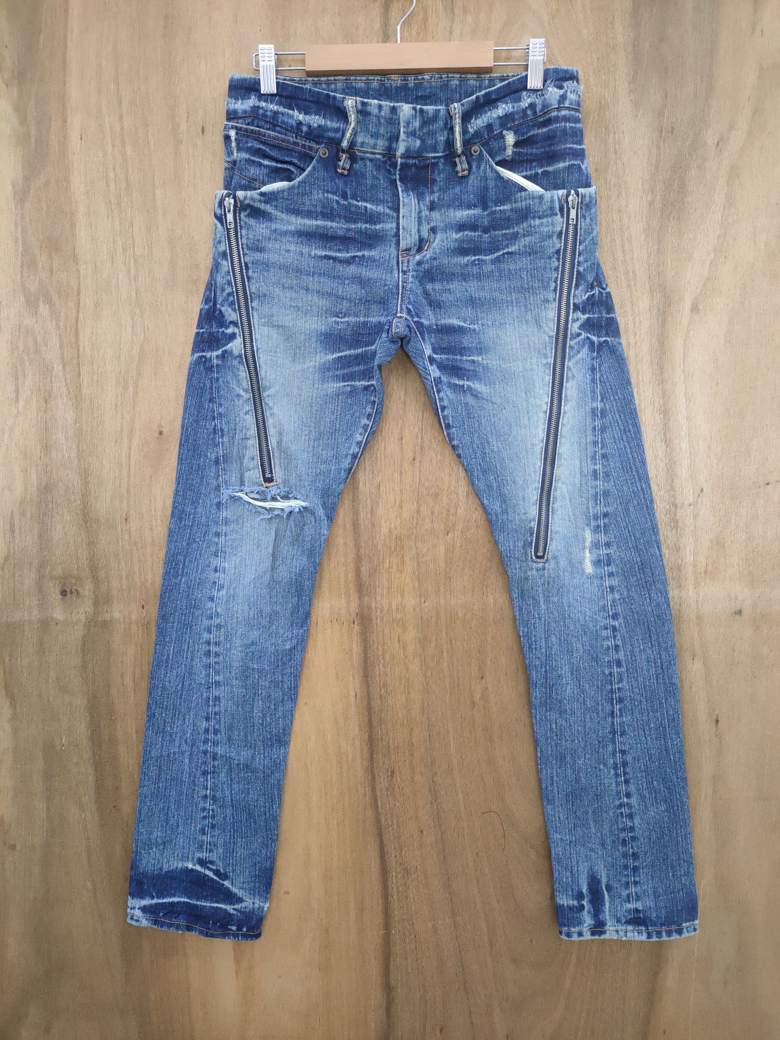 DISTRESSED DENIM TETTSUP JEANS FADED RIPPED PANTS
