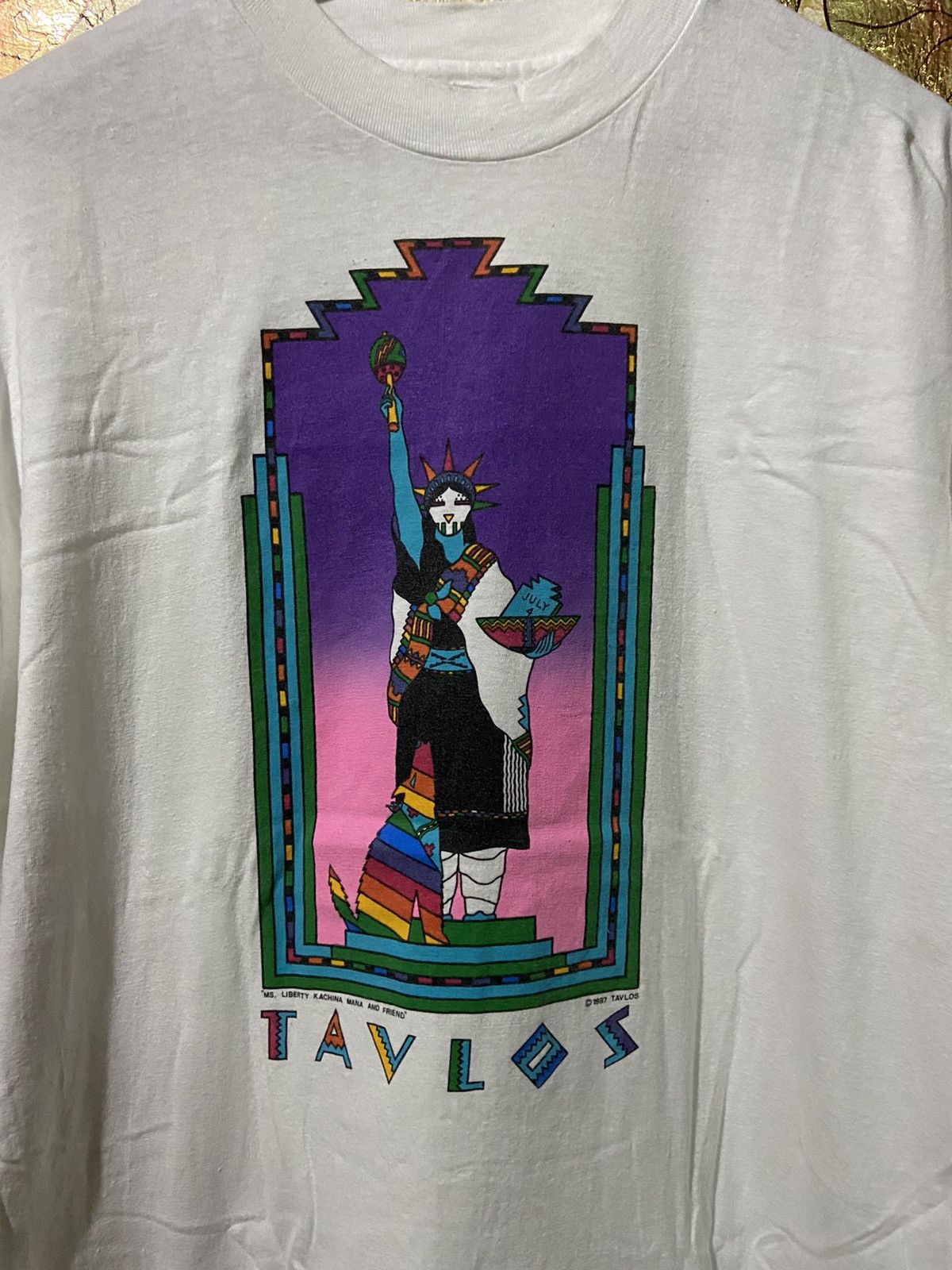 Fuck Art, Make Tees × Vintage 80s Art Tavlos Artist Ms.liberty kachina mana and friend M L Size US L / EU 52-54 / 3 - 3 Thumbnail