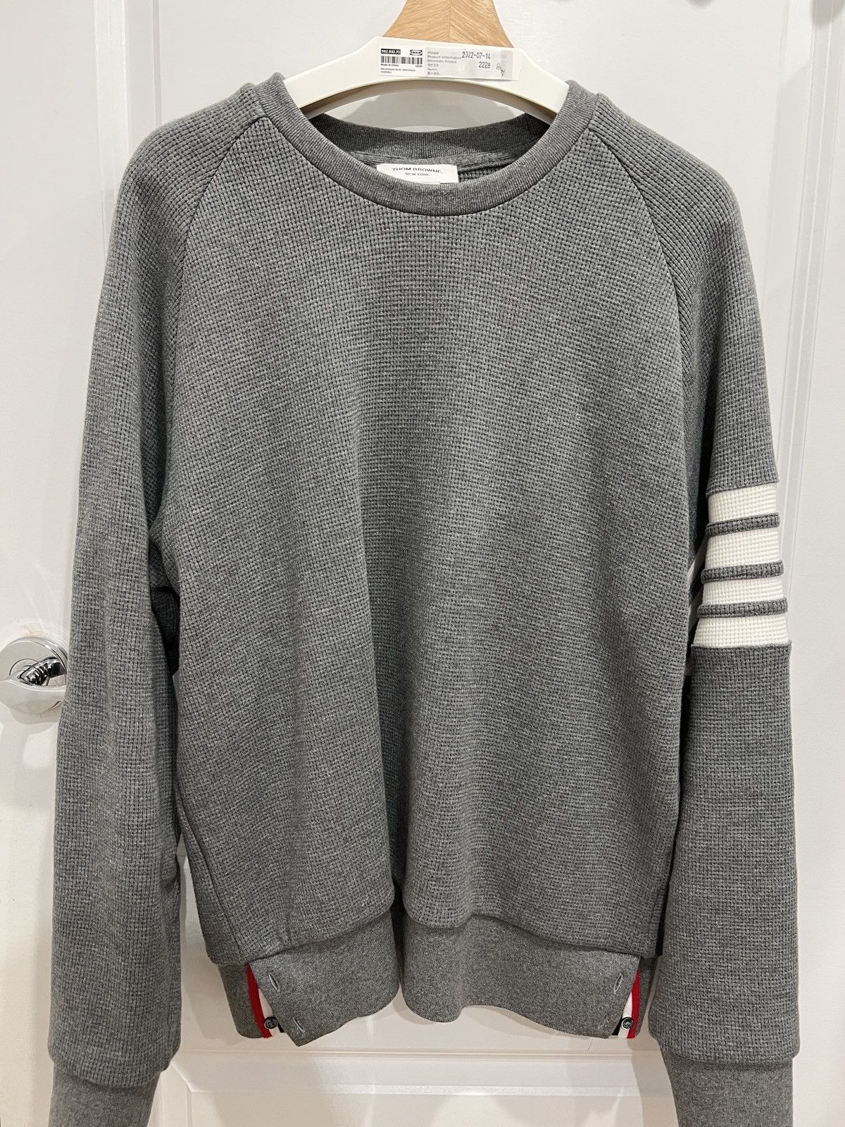 Thom Browne 4 Bar Waffle-Knit Crewneck Sweater