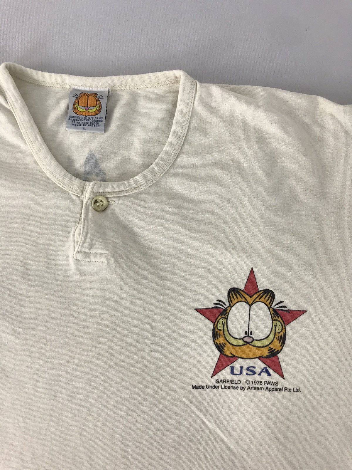Vintage Vintage 90s Garfield Bored In The Usa Big Logo T-shirt Size US L / EU 52-54 / 3 - 3 Thumbnail
