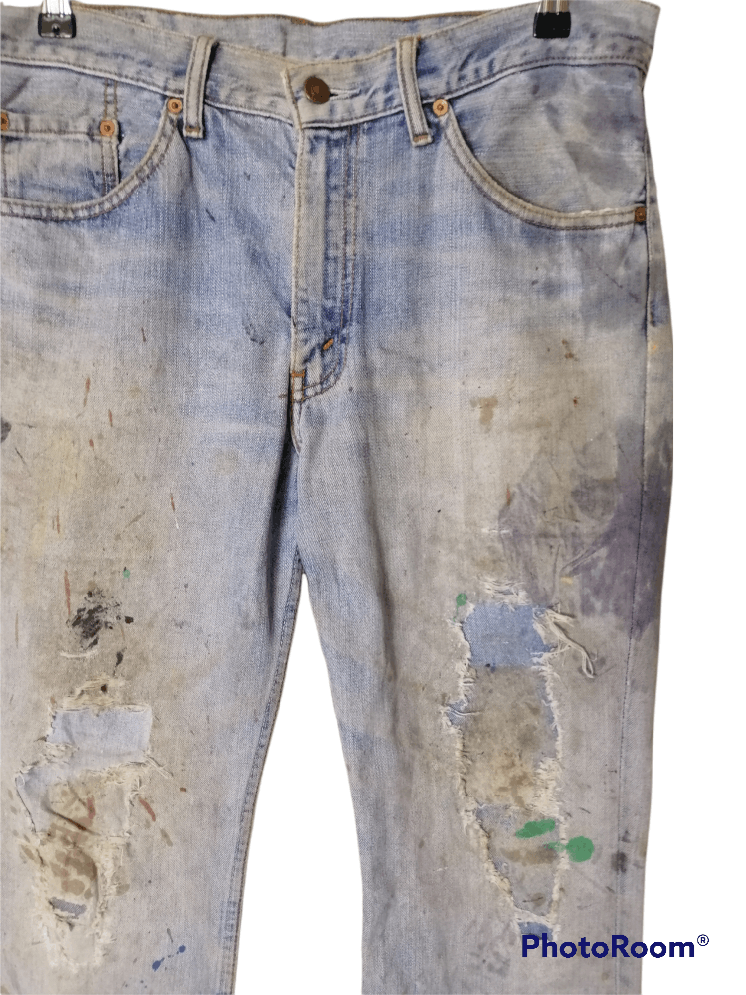 Levi's Vintage Clothing Levi’s 517 Painted Distressed Patches Boro Ripped Destroy Size US 34 / EU 50 - 2 Thumbnail