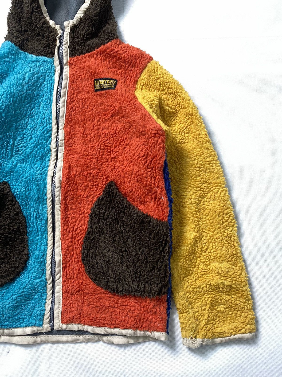 Fleece Hoodie Colorblock Blue Mart Works
