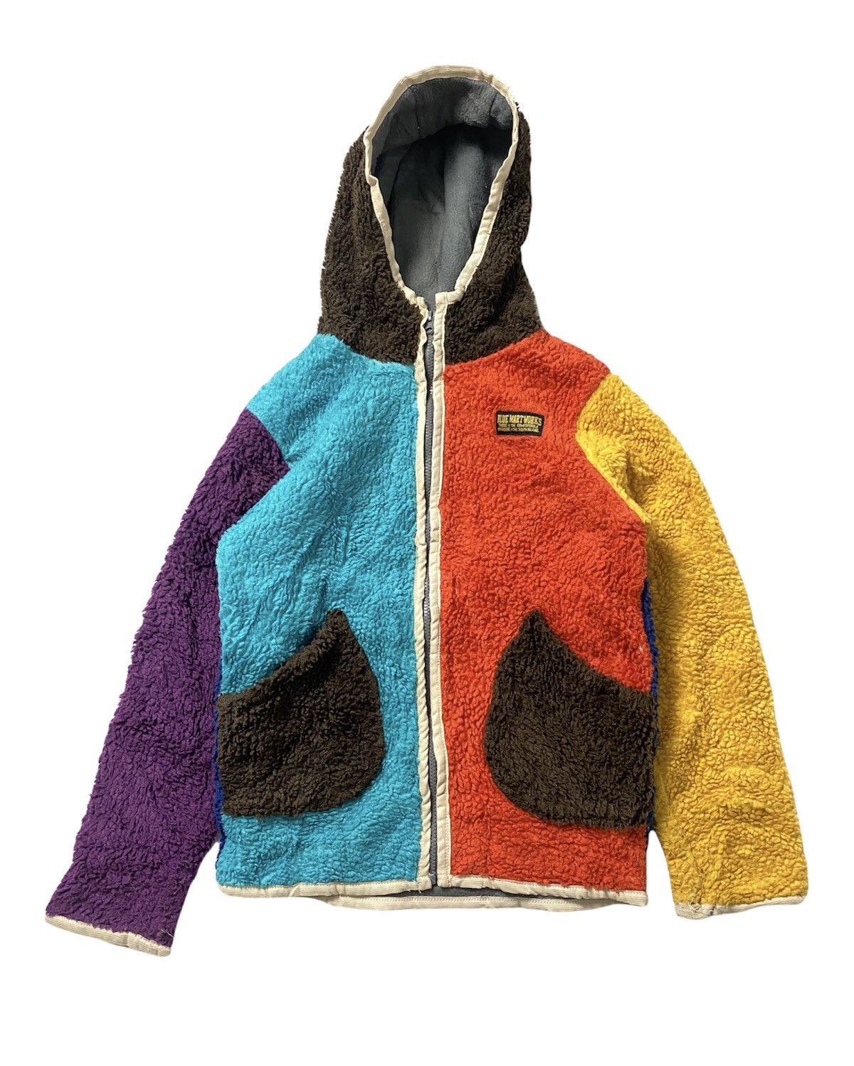 Fleece Hoodie Colorblock Blue Mart Works