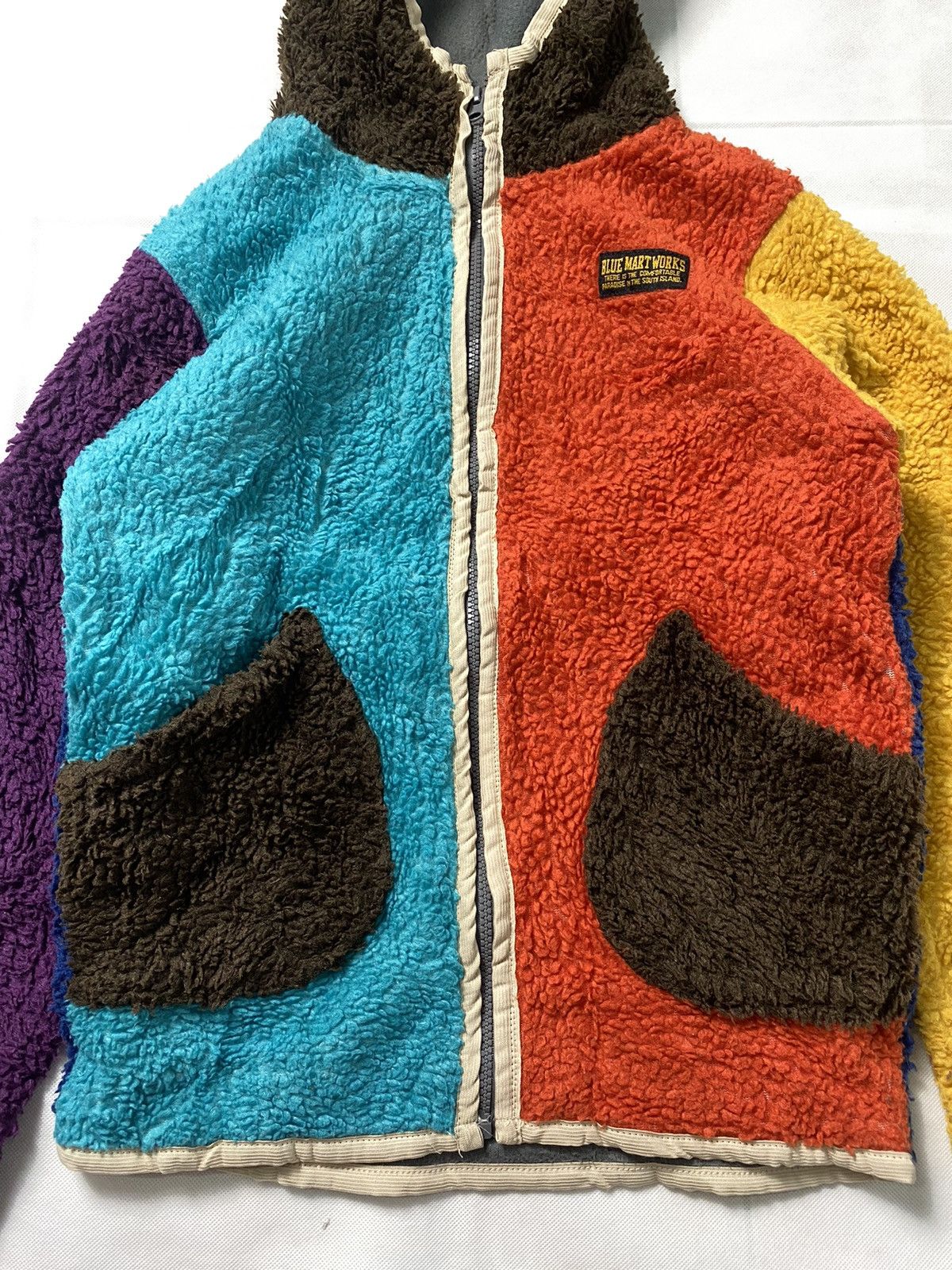 Fleece Hoodie Colorblock Blue Mart Works
