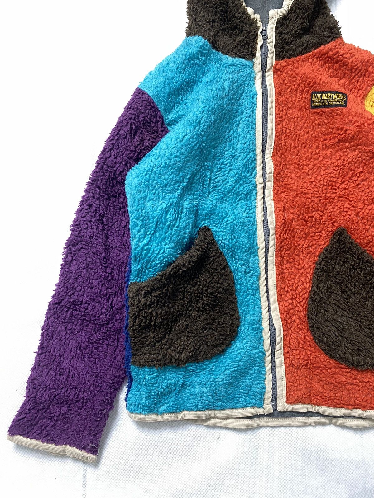 Fleece Hoodie Colorblock Blue Mart Works