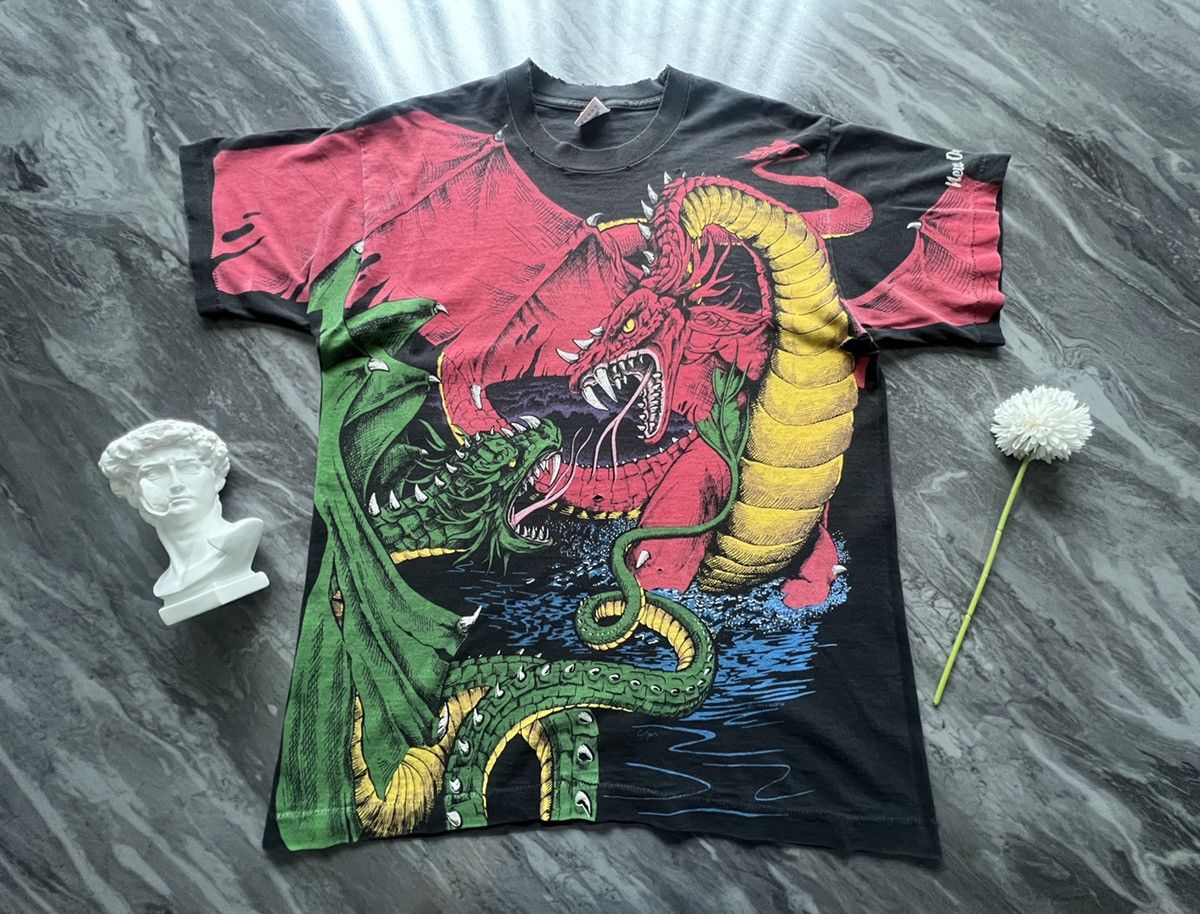 Vintage Two Dragon Fighting Back Side Castle 1994