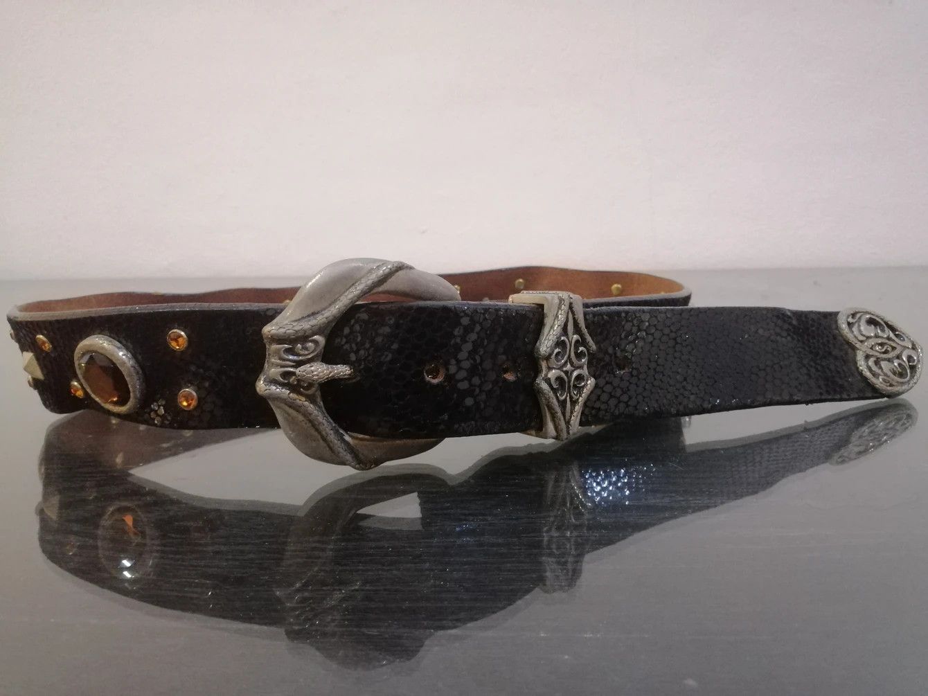 Studded Snake Leather Belt main image 0
