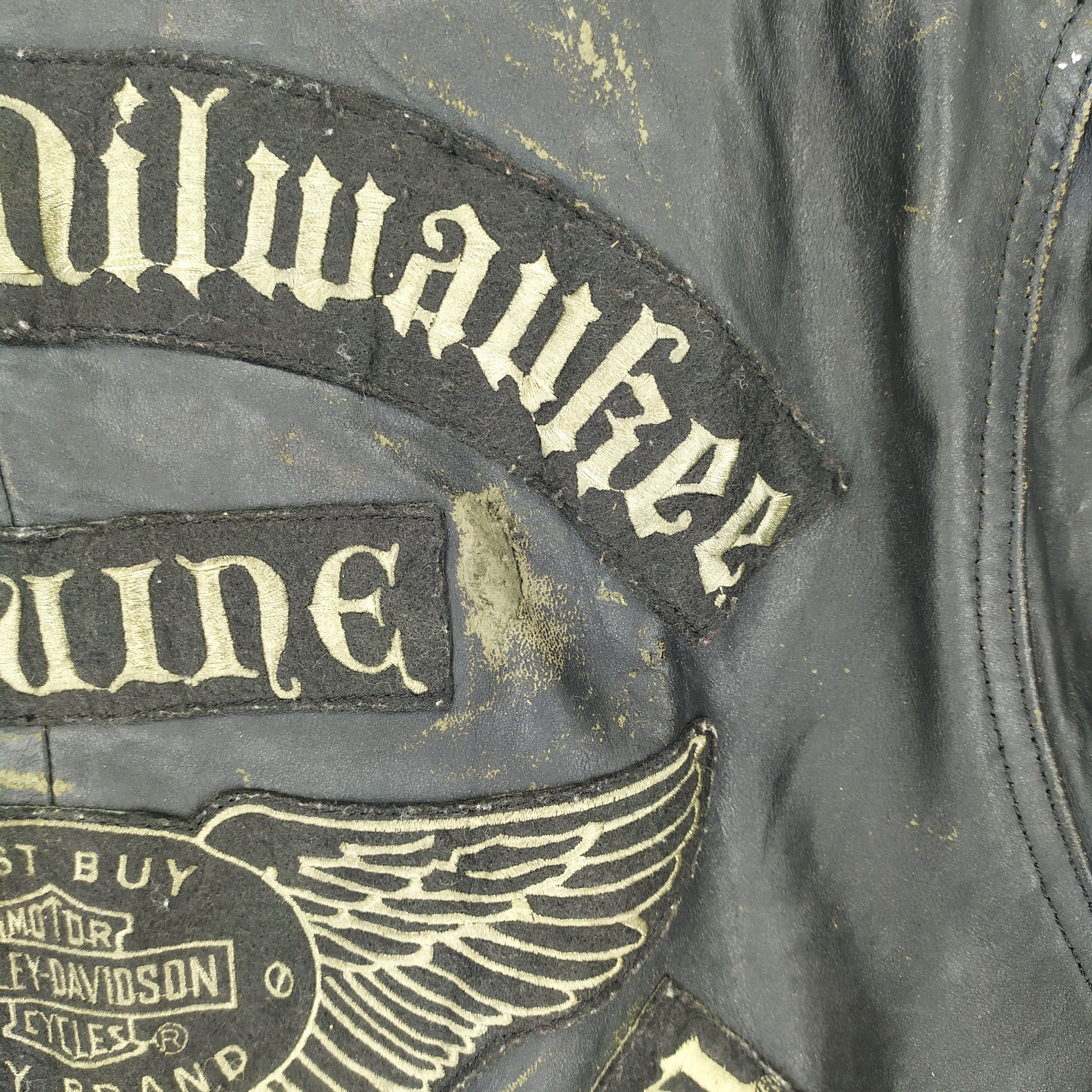 Harley Davidson TRASHED🔥 80's HD Patches Big Logo Leather Jacket #949 Size US M / EU 48-50 / 2 - 7 Thumbnail