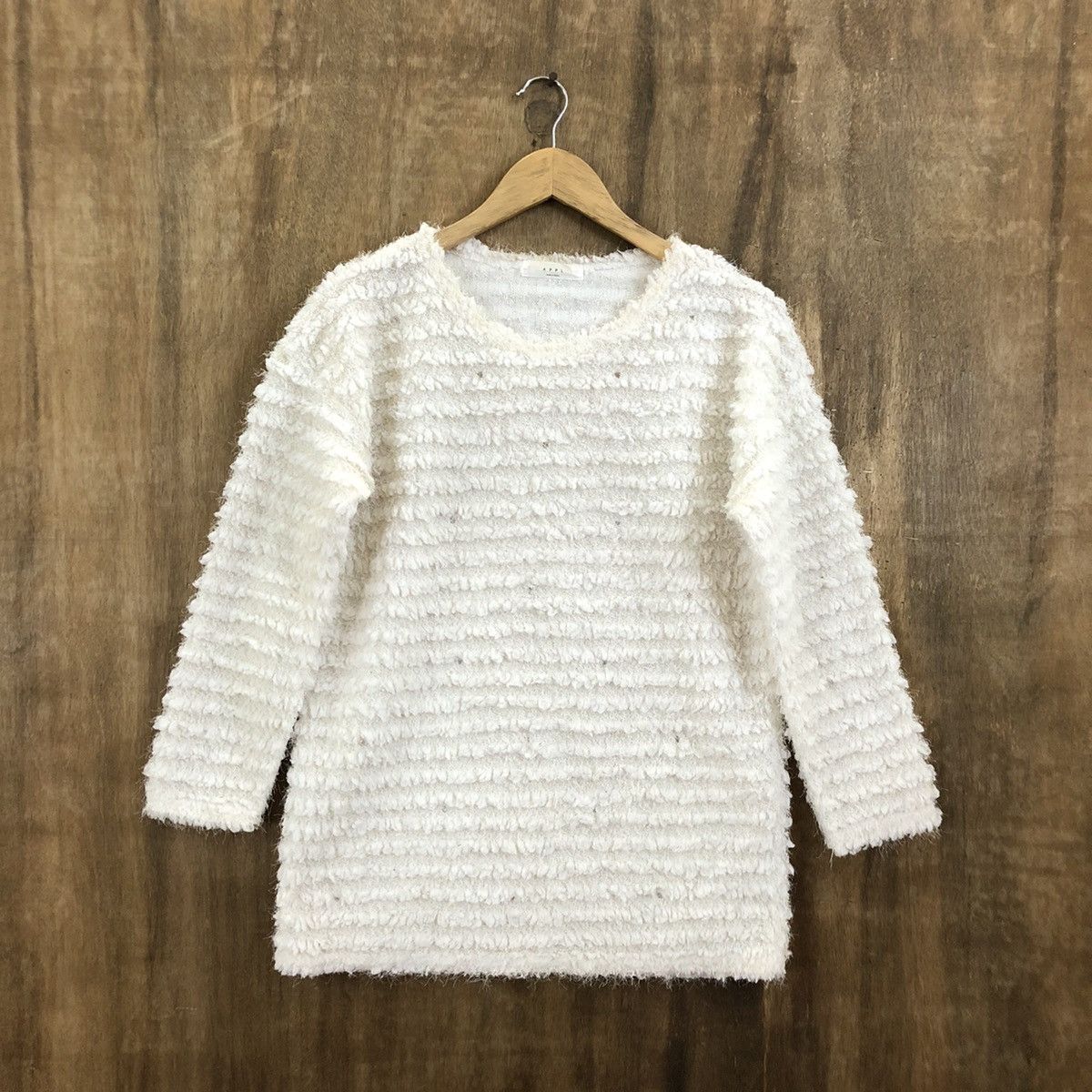 image of Aran Isles Knitwear x Coloured Cable Knit Sweater Appl White Mohair Knitwear 164 (Size Medium)