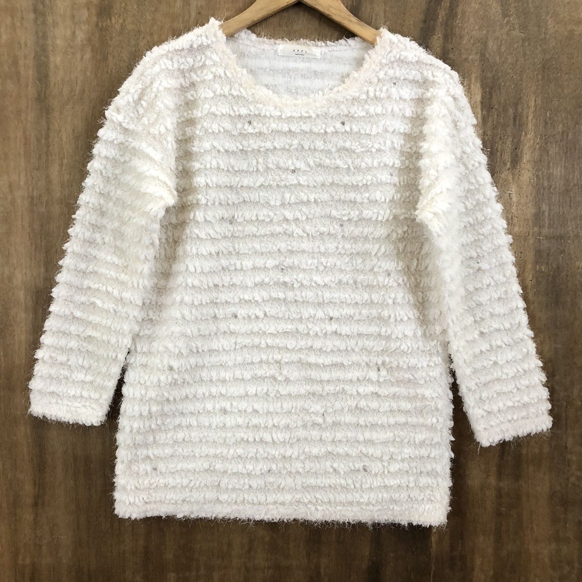 Aran Isles Knitwear × Japanese Brand APPL WHITE MOHAIR KNITWEAR #164 Size US M / EU 48-50 / 2 - 3 Thumbnail