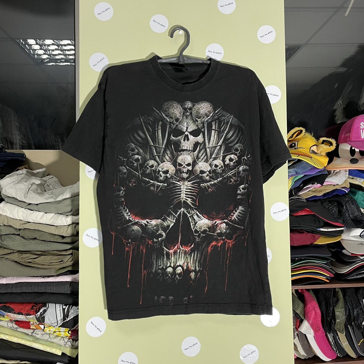 Vintage Vintage Y2K Tee Skulls Face Vamp Devil Dead 666 M Size US M / EU 48-50 / 2 - 1 Thumbnail