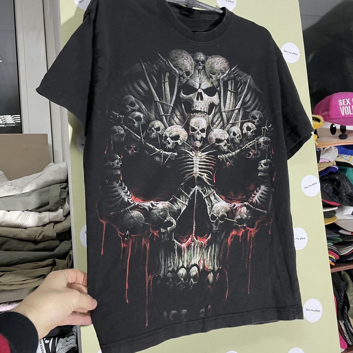 Vintage Vintage Y2K Tee Skulls Face Vamp Devil Dead 666 M Size US M / EU 48-50 / 2 - 2 Thumbnail