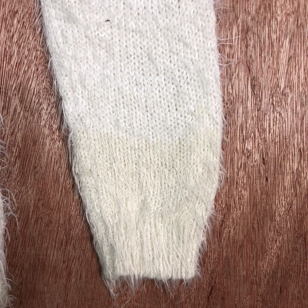 Homespun Knitwear GORGE Stripes White Brown Mohair Shag Shaggy Knitwear Size US L / EU 52-54 / 3 - 4 Thumbnail