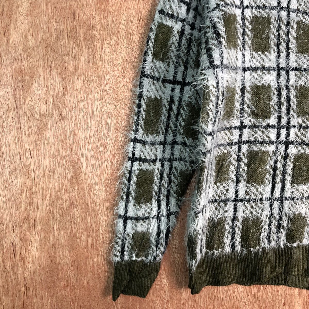 Homespun Knitwear × Japanese Brand Vintage Japan Checkered Mohair Shag Shaggy Knitwear Size US S / EU 44-46 / 1 - 7 Thumbnail