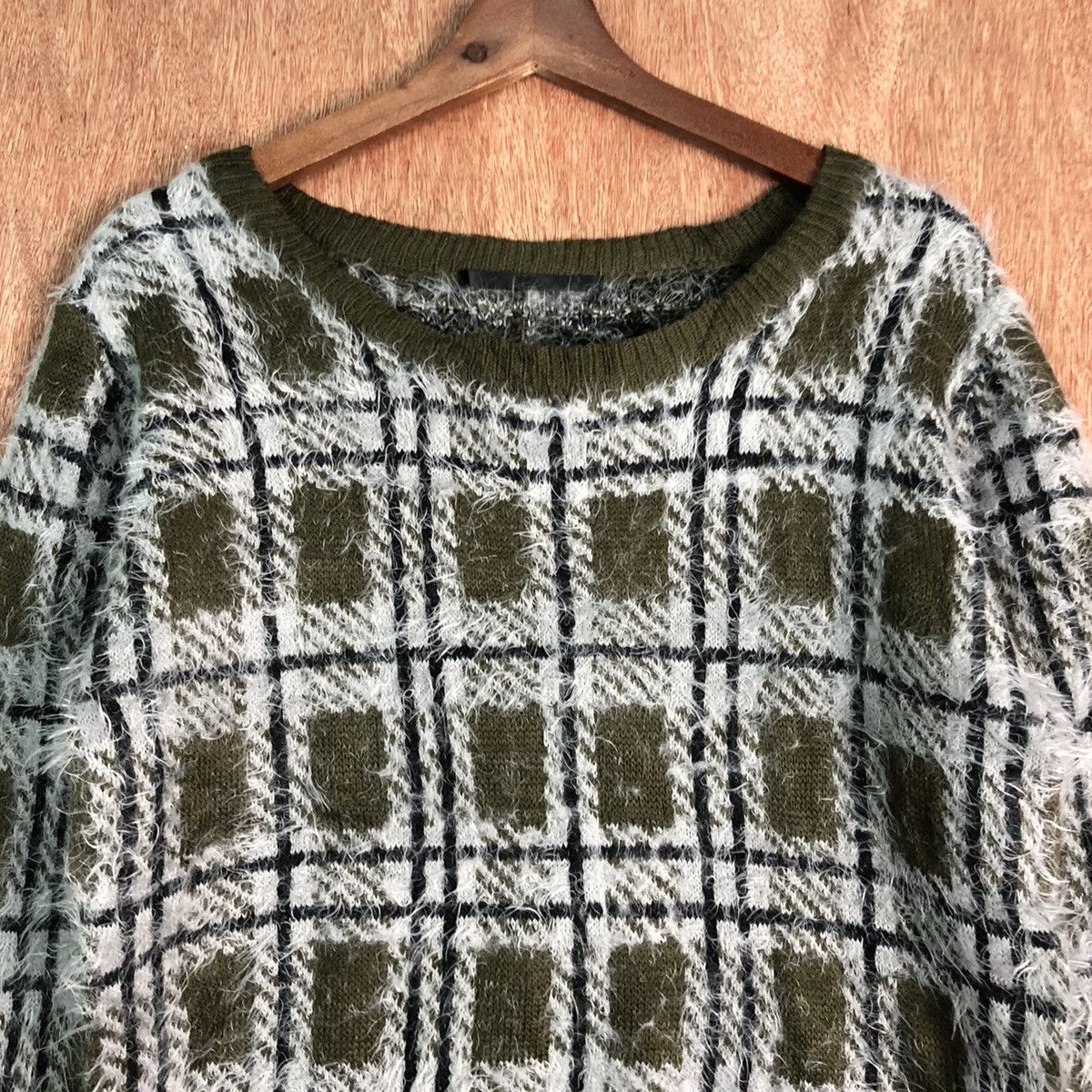 Homespun Knitwear × Japanese Brand Vintage Japan Checkered Mohair Shag Shaggy Knitwear Size US S / EU 44-46 / 1 - 2 Thumbnail