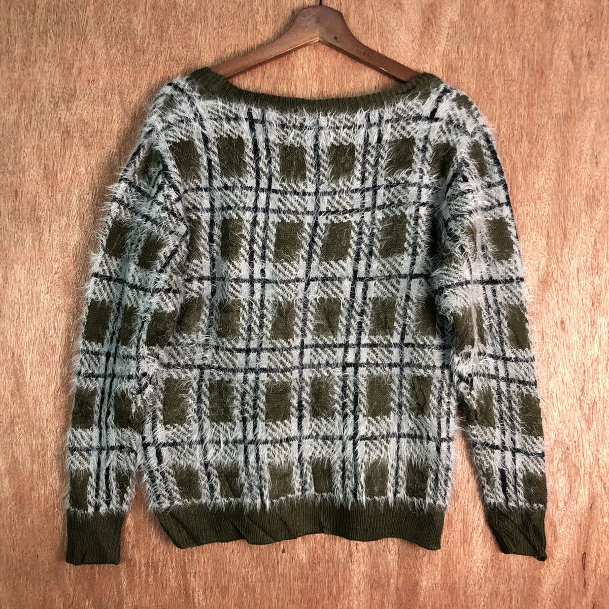 Homespun Knitwear × Japanese Brand Vintage Japan Checkered Mohair Shag Shaggy Knitwear Size US S / EU 44-46 / 1 - 10 Thumbnail
