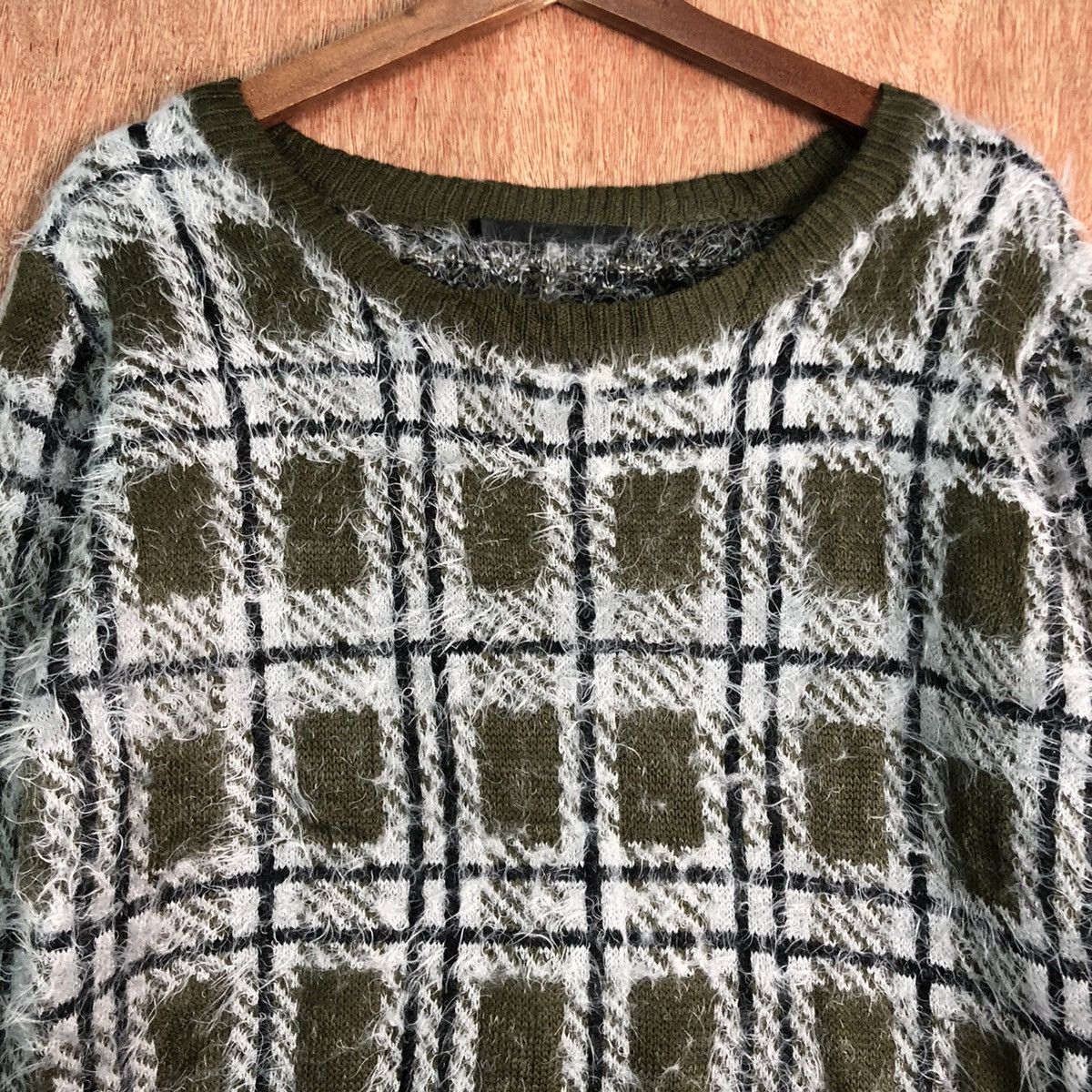 Homespun Knitwear × Japanese Brand Vintage Japan Checkered Mohair Shag Shaggy Knitwear Size US S / EU 44-46 / 1 - 8 Thumbnail