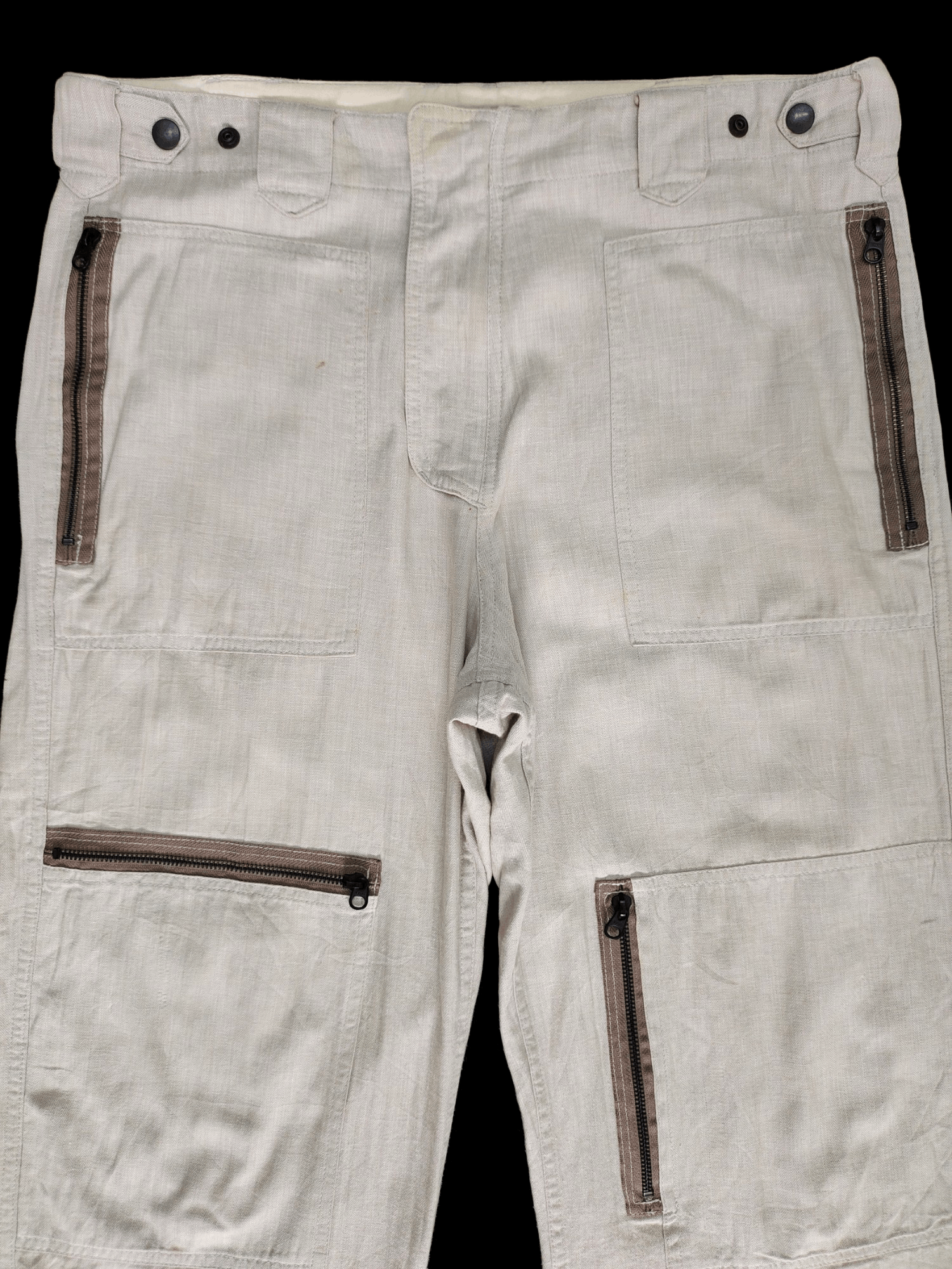 Hysteric Glamour Wide Leg Pants Dept Linen Blend Multi Zipper Pocket Baggy Size US 36 / EU 52 - 2 Thumbnail