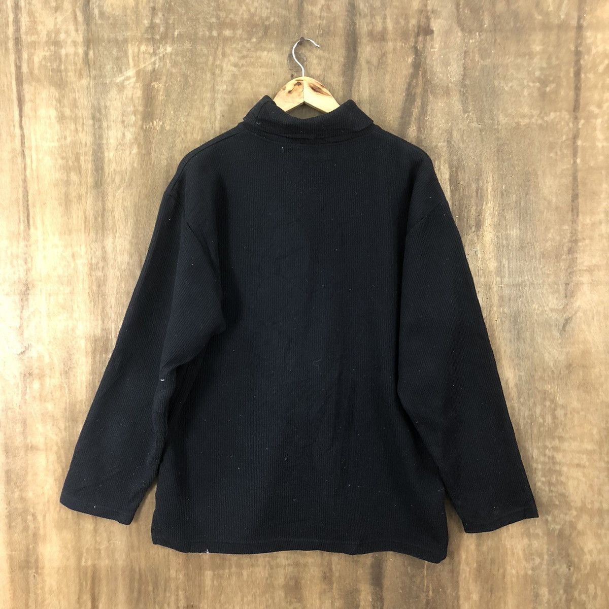 Aran Isles Knitwear × Japanese Brand Vintage Apoy Turtle neck Black Sweater Knitwear #018 Size US L / EU 52-54 / 3 - 7 Thumbnail