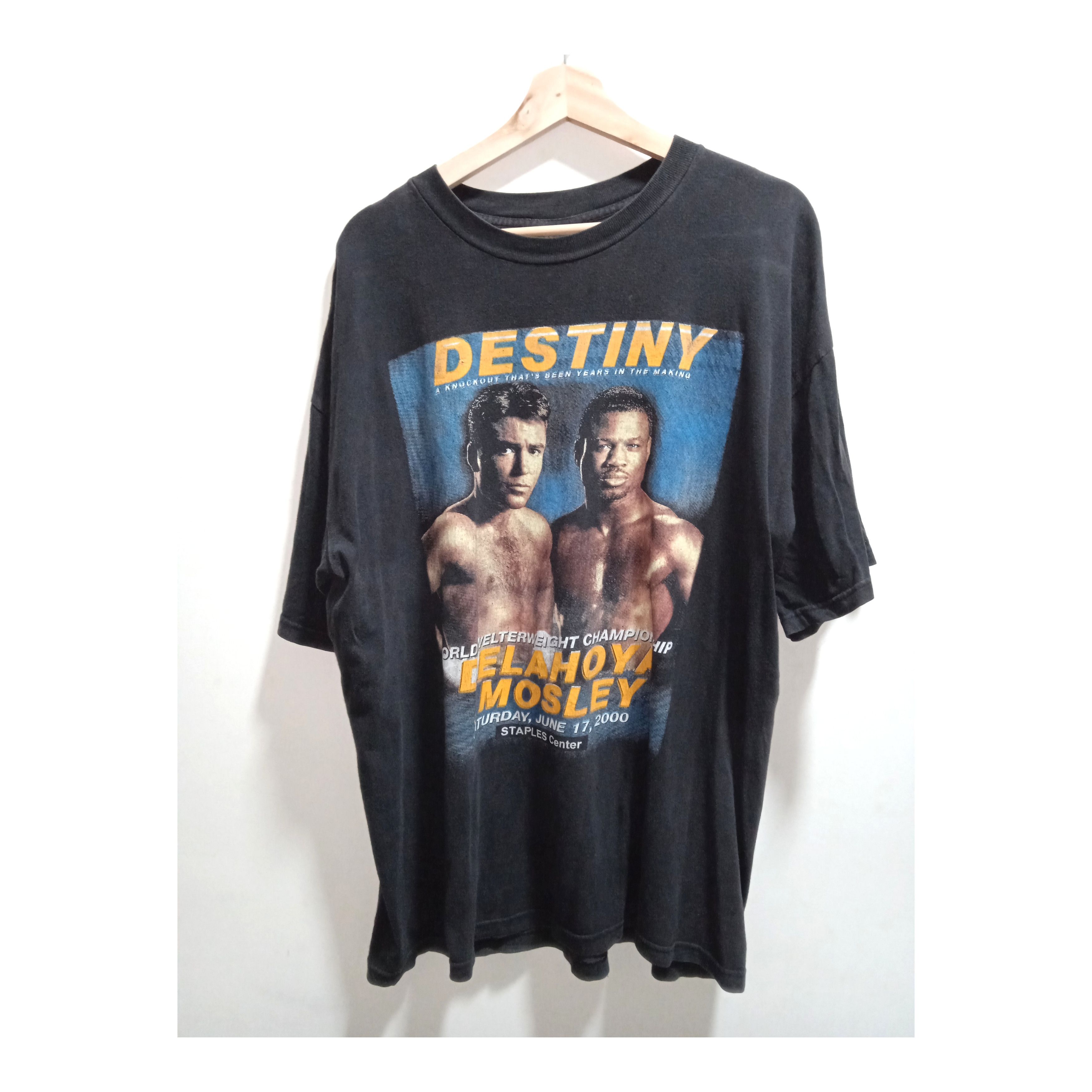 image of Rap Tees x Vintage 2000S De La Hoya Vs Mosley T-Shirt Boxing in Black, Men's (Size XL)