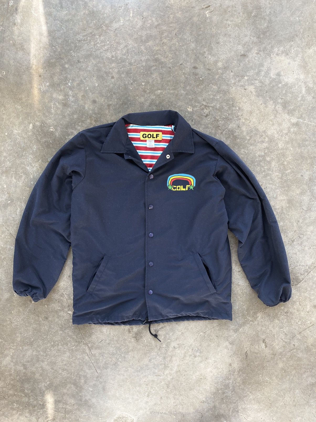 Golf Wang Golf Wang Navy Rainbow Logo Coach Jacket Medium 🧊❄️🥣 Tyler Size US S / EU 44-46 / 1 - 3 Thumbnail
