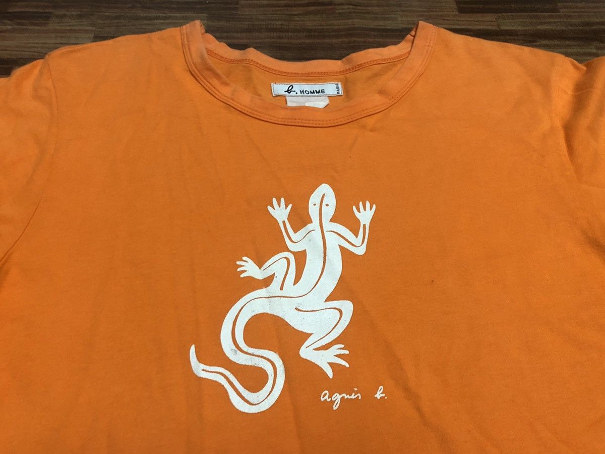 agnes b. Rare Vintage AGNES B Homme Lizard Orange Tee Size US M / EU 48-50 / 2 - 2 Thumbnail
