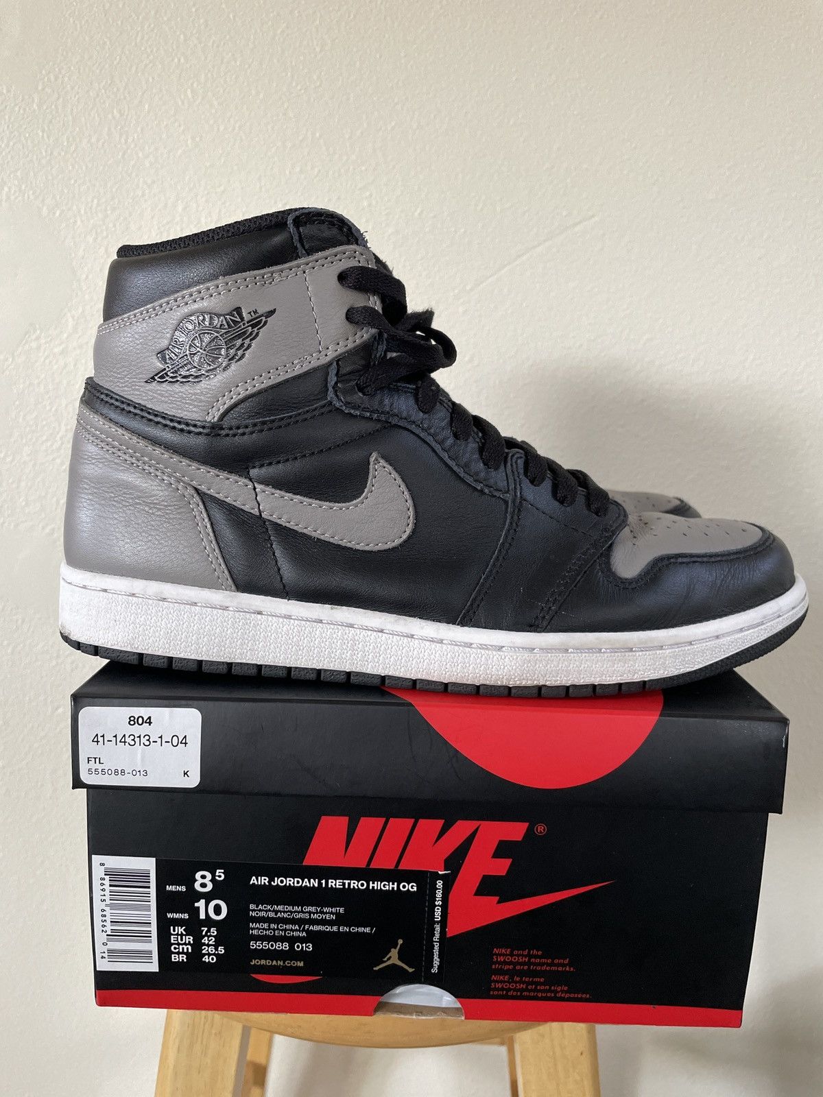 image of Nike Air Jordan 1 Shadow Grey 2017 Size 8.5 Shoes, Men's