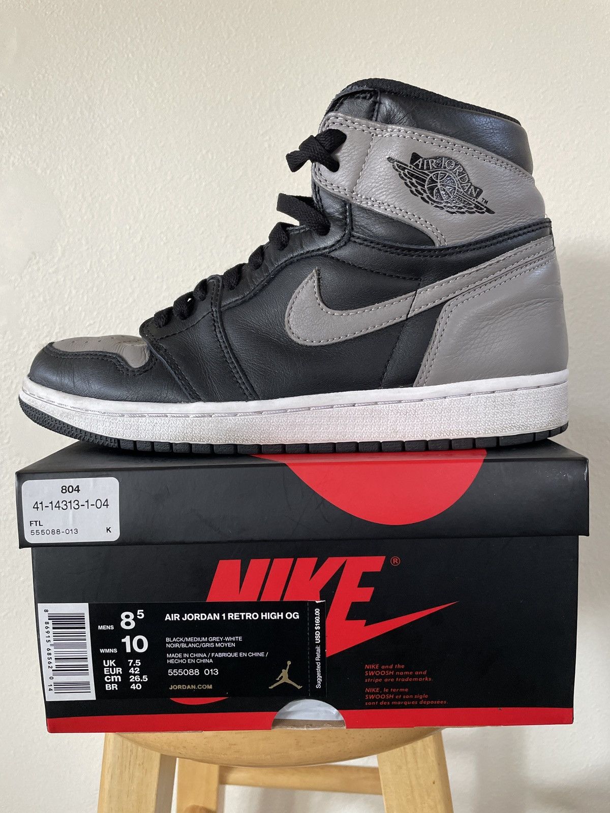 Nike Air Jordan 1 Shadow Grey 2017 Size 8.5 Size US 8.5 / EU 41-42 - 5 Thumbnail