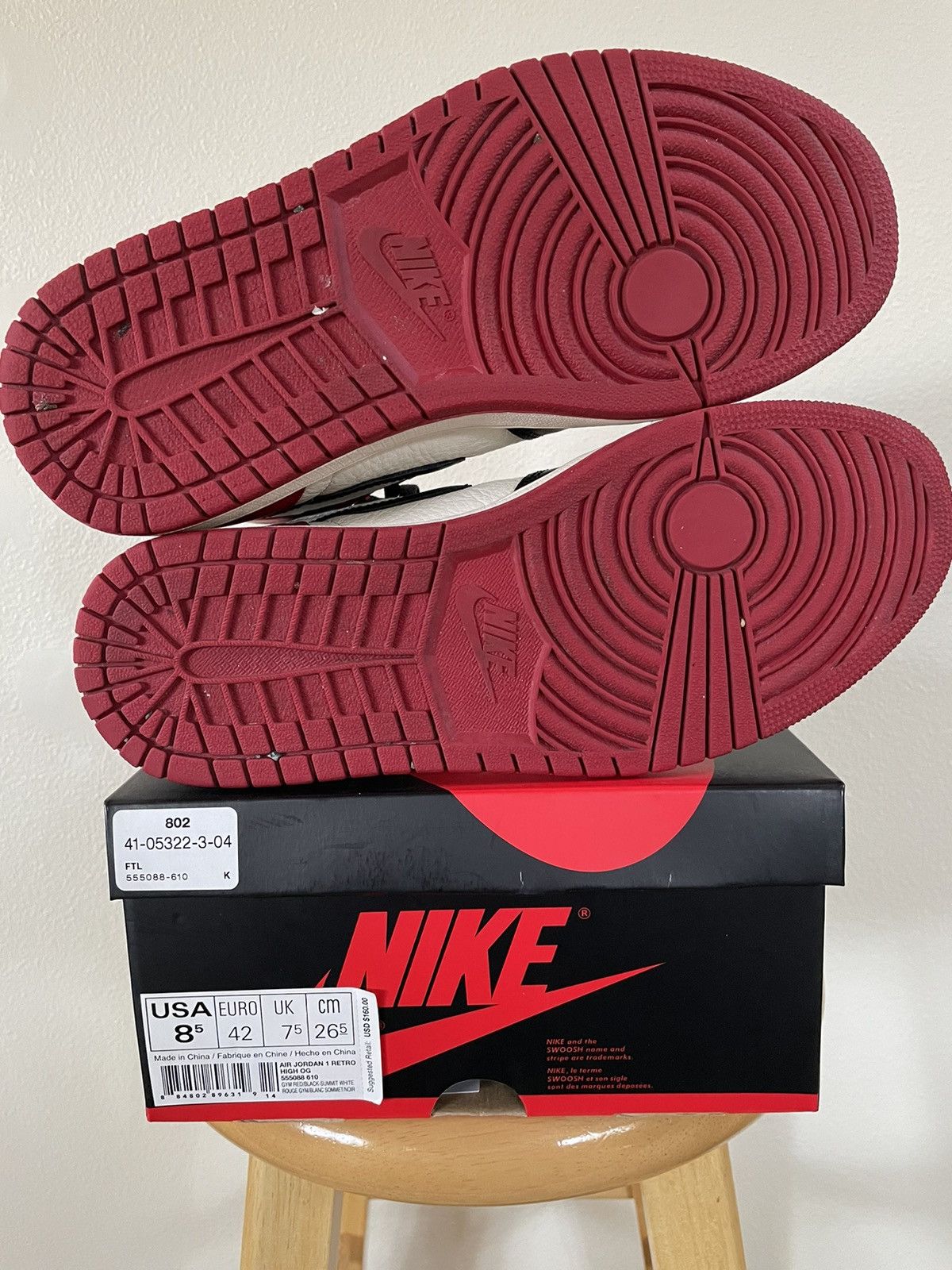 Jordan Brand × Nike Air Jordan 1 Bred Toe 2017 Size 8.5 Size US 8.5 / EU 41-42 - 6 Thumbnail