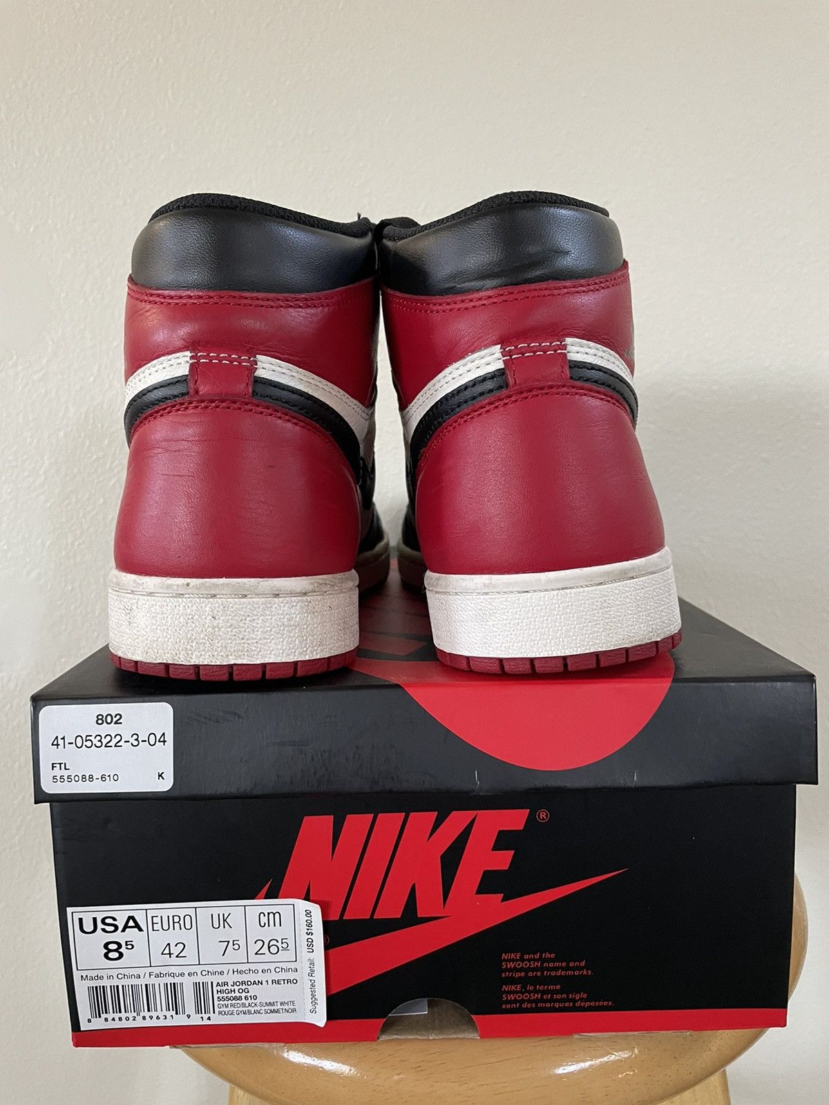 Jordan Brand × Nike Air Jordan 1 Bred Toe 2017 Size 8.5 Size US 8.5 / EU 41-42 - 5 Thumbnail