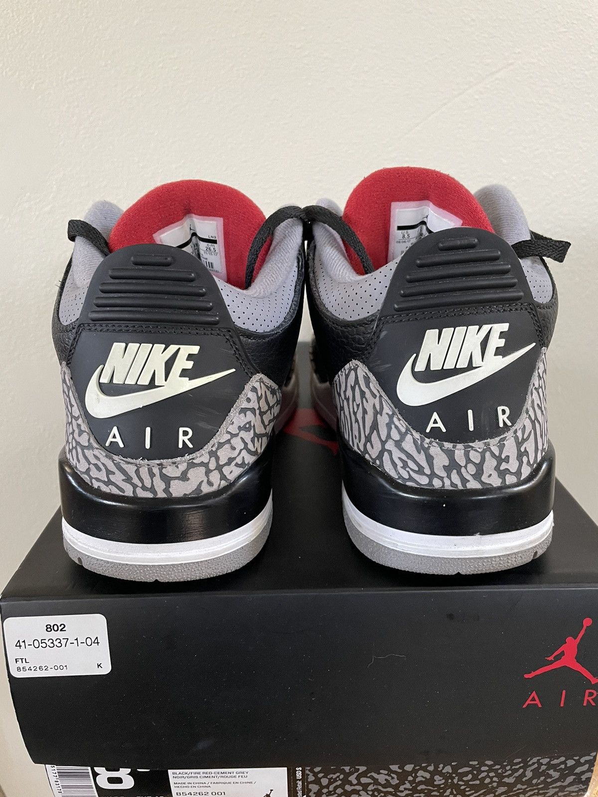 Pre-owned Jordan Nike Air Jordan 3 Black Cement 2017 Size 8.5 Shoes