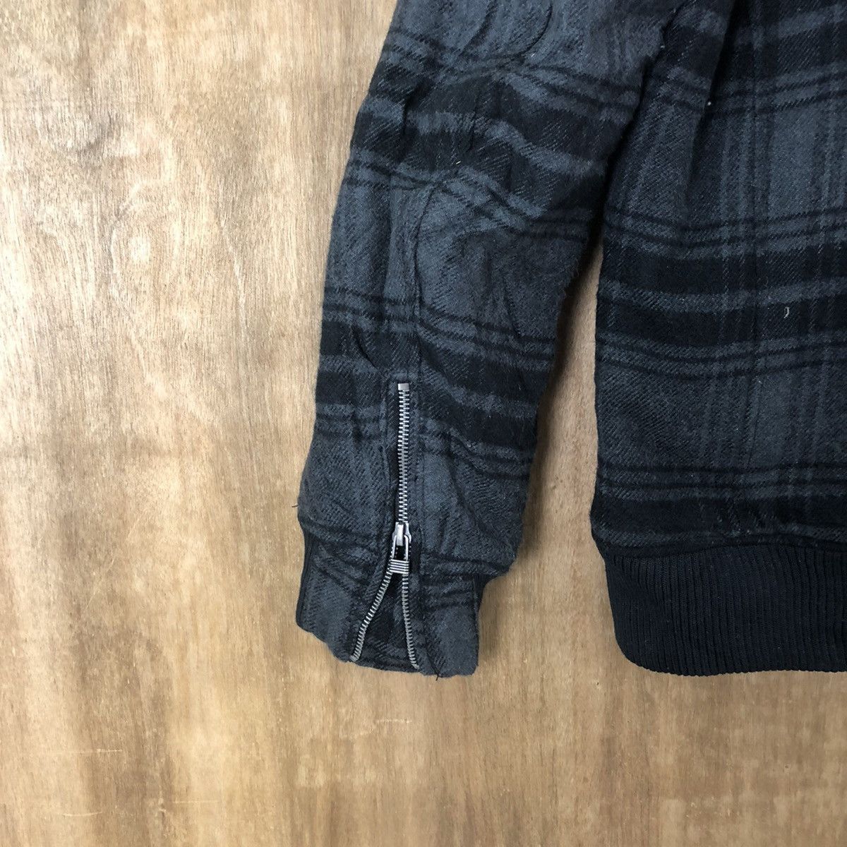 Japanese Brand Oilcake Checkered Grey Wool Varsity Hoodie Jacket #1857 Size US L / EU 52-54 / 3 - 12 Thumbnail
