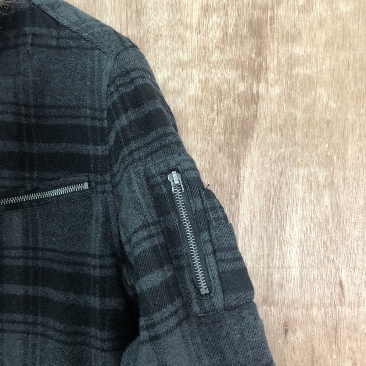Japanese Brand Oilcake Checkered Grey Wool Varsity Hoodie Jacket #1857 Size US L / EU 52-54 / 3 - 6 Thumbnail