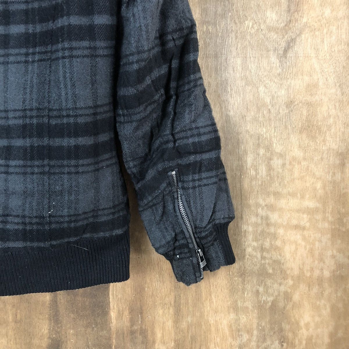 Japanese Brand Oilcake Checkered Grey Wool Varsity Hoodie Jacket #1857 Size US L / EU 52-54 / 3 - 13 Thumbnail