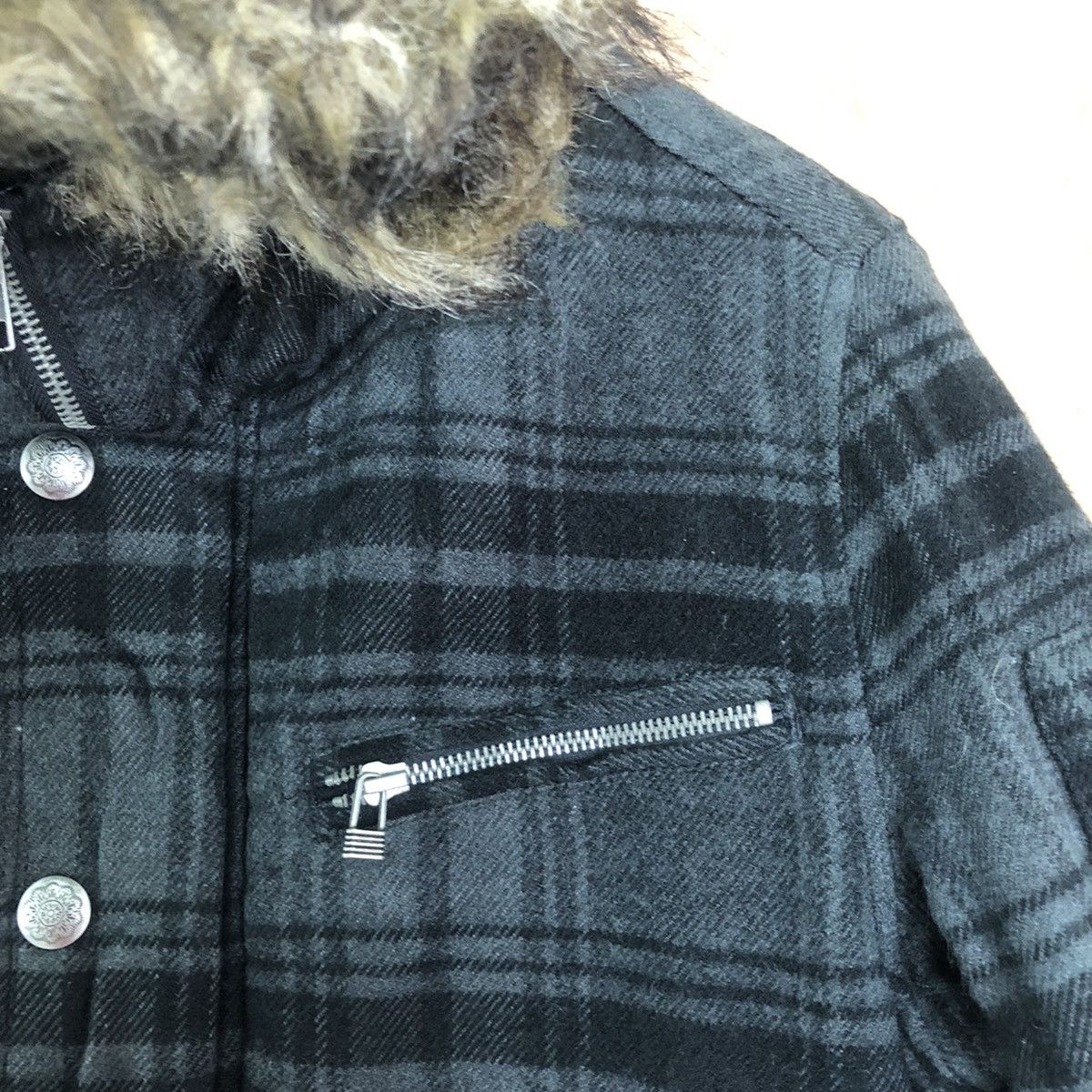 Japanese Brand Oilcake Checkered Grey Wool Varsity Hoodie Jacket #1857 Size US L / EU 52-54 / 3 - 7 Thumbnail