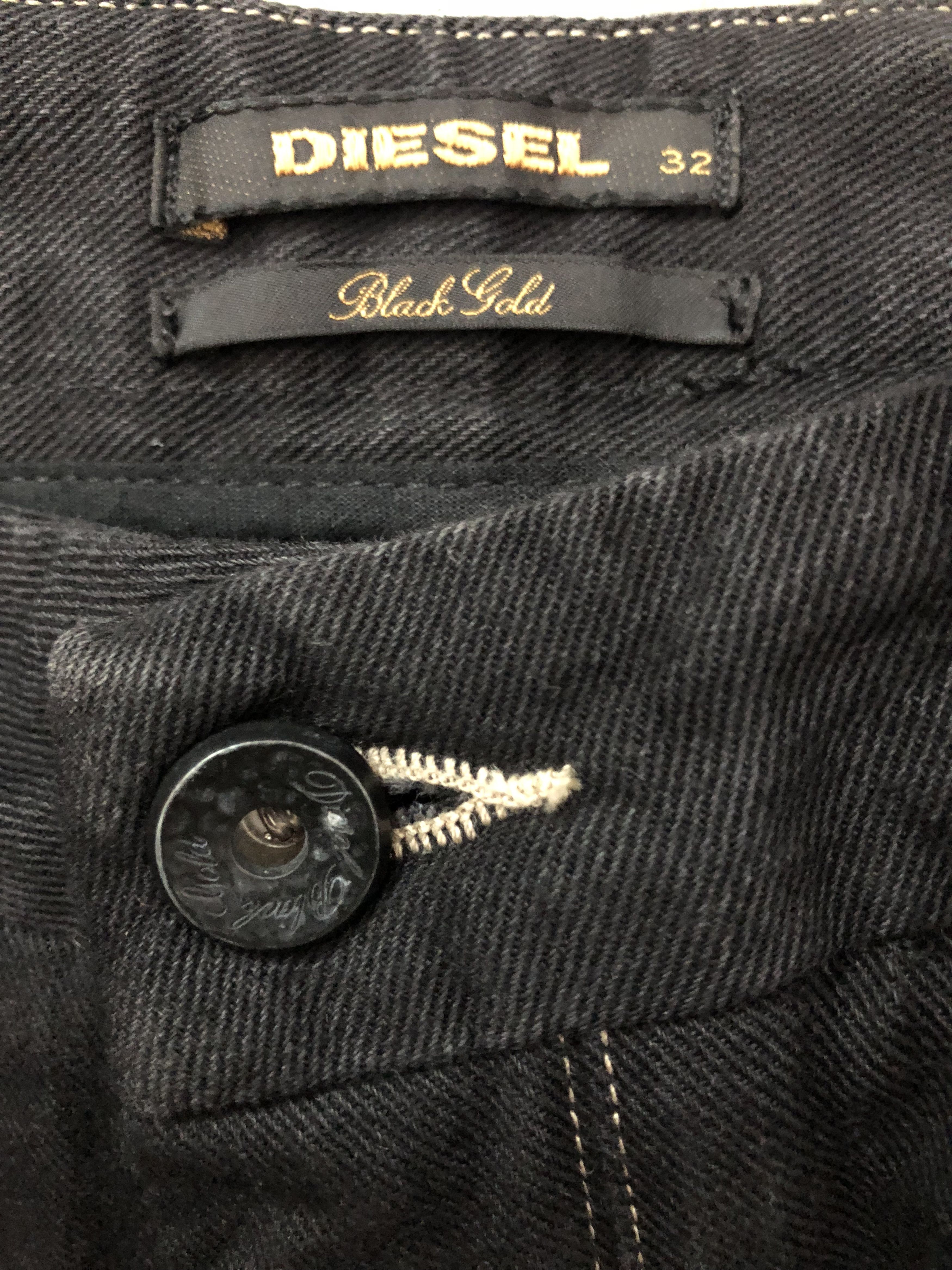 Diesel Black Gold Diesel Black Gold Made in Tunisia Skinny Black Denim Jeans Size US 33 - 18 Thumbnail