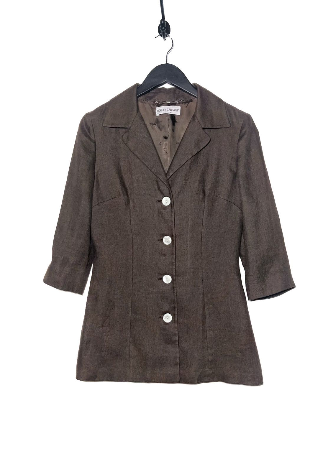 Dolce & Gabbana Dolce & Gabbana Vintage Brown Linen Cropped Sleeves Blazer Size M / US 6-8 / IT 42-44 - 1 Thumbnail