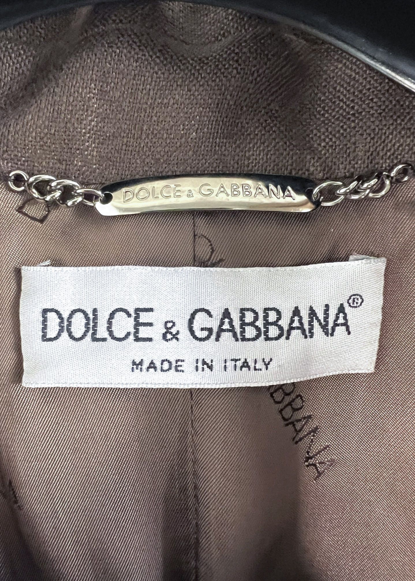Dolce & Gabbana Dolce & Gabbana Vintage Brown Linen Cropped Sleeves Blazer Size M / US 6-8 / IT 42-44 - 7 Thumbnail