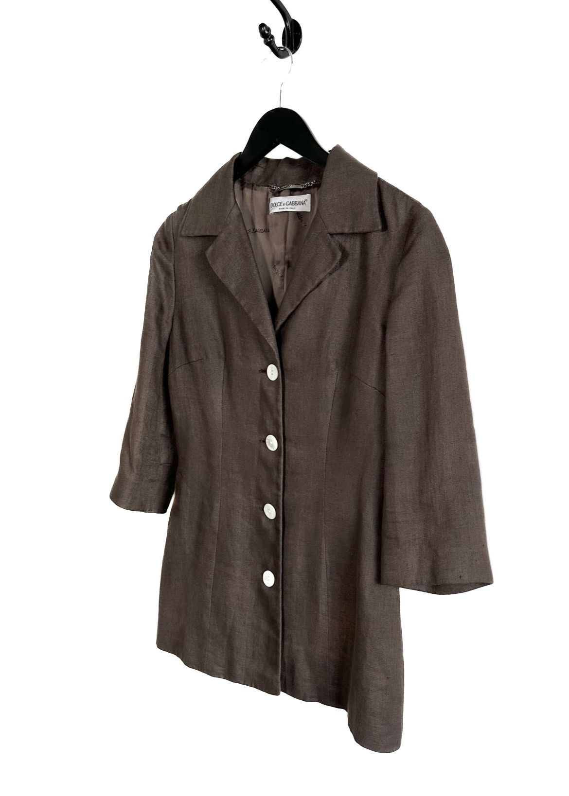 Dolce & Gabbana Dolce & Gabbana Vintage Brown Linen Cropped Sleeves Blazer Size M / US 6-8 / IT 42-44 - 2 Thumbnail