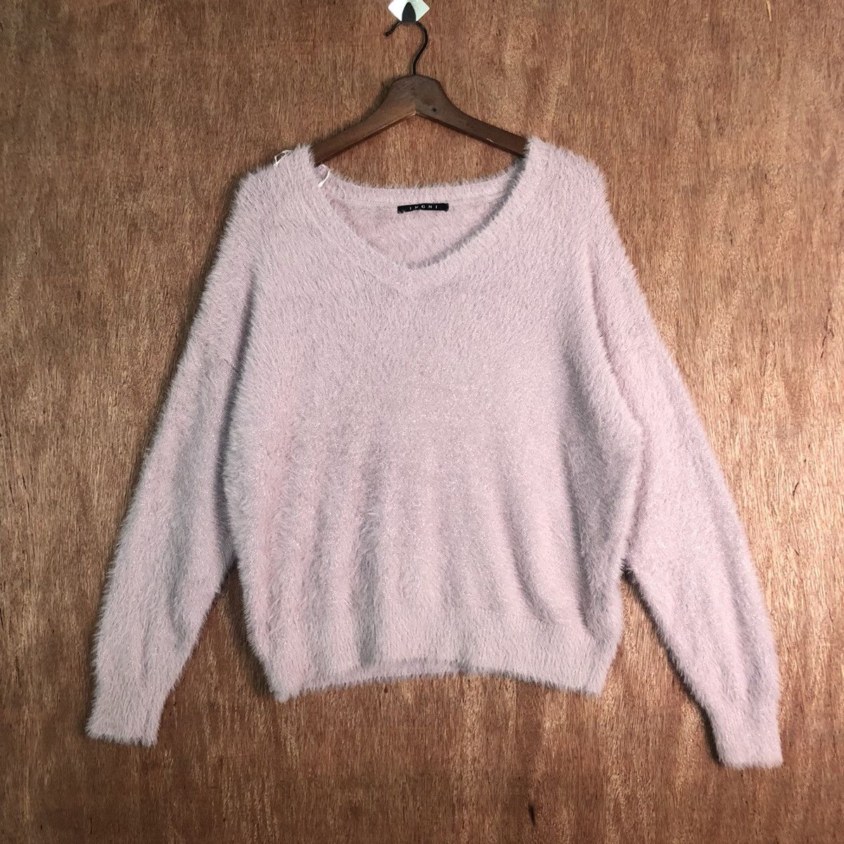 image of Homespun Knitwear Ingni Light Pink Mohair Shag Shaggy Knitwear, Men's (Size Medium)