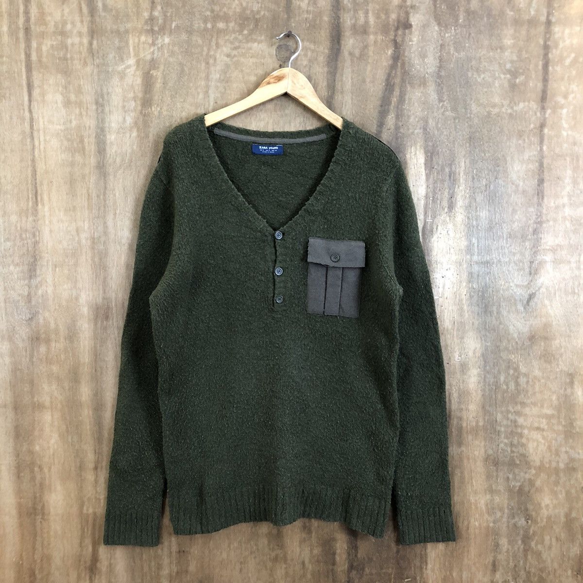 Aran Isles Knitwear Vintage Zara Young Green Knitwear #126 Size US L / EU 52-54 / 3 - 1 Thumbnail