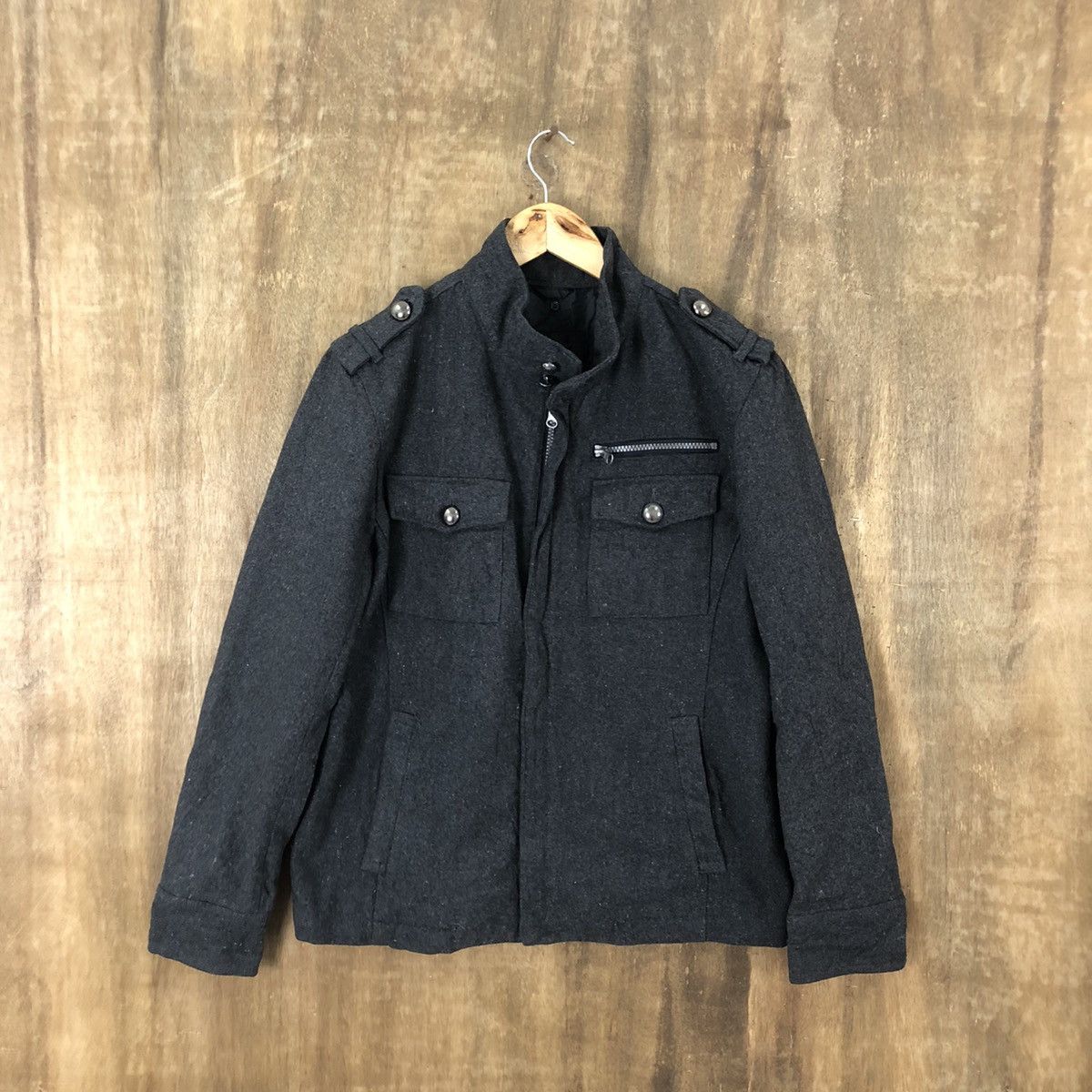Japanese Brand Pazzo Denim Store Black Wool Varsity Jacket #1853 Size US M / EU 48-50 / 2 - 1 Thumbnail