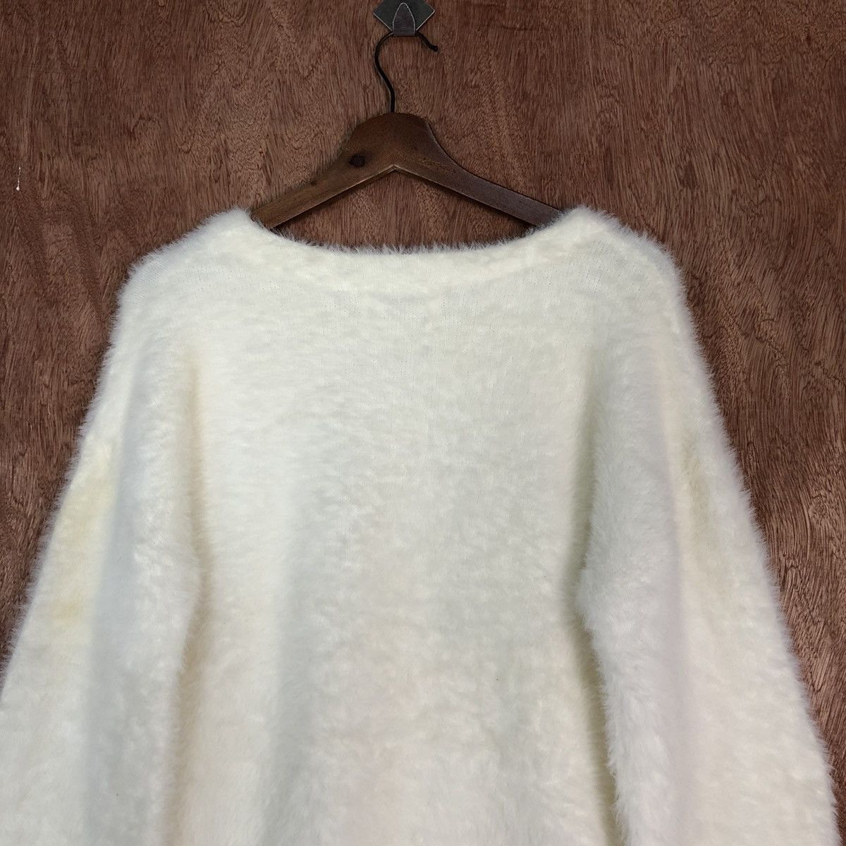 Homespun Knitwear × LOWRYS FARM Lowrys Farm white Cream Mohair Baggy Knitwear #0428 Size US M / EU 48-50 / 2 - 12 Thumbnail