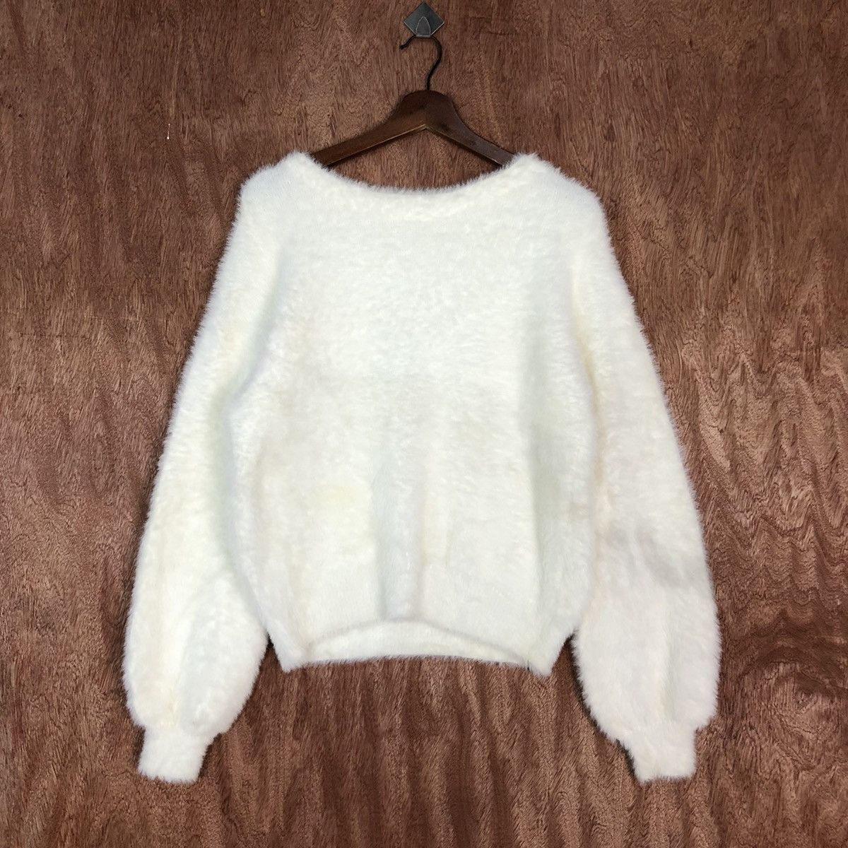 image of Homespun Knitwear x Lowrys Farm White Cream Mohair Baggy Knitwear 0428, Men's (Size Medium)